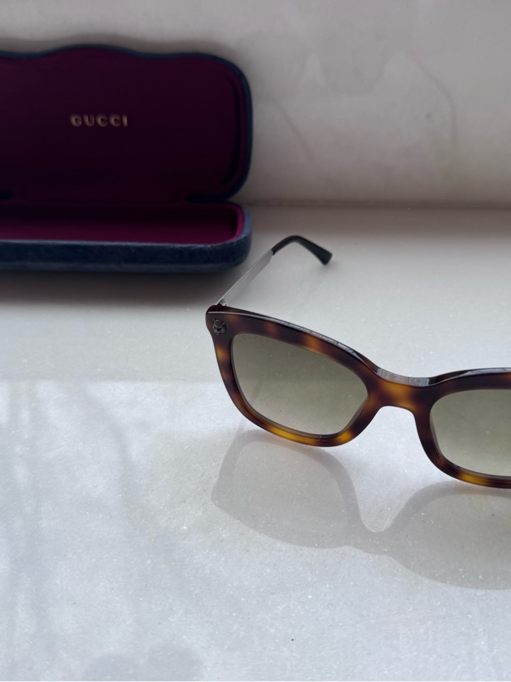 Gucci Tortoiseshell Sunglasses - Classic Core Collection Round/ Cats Eye Style View 4